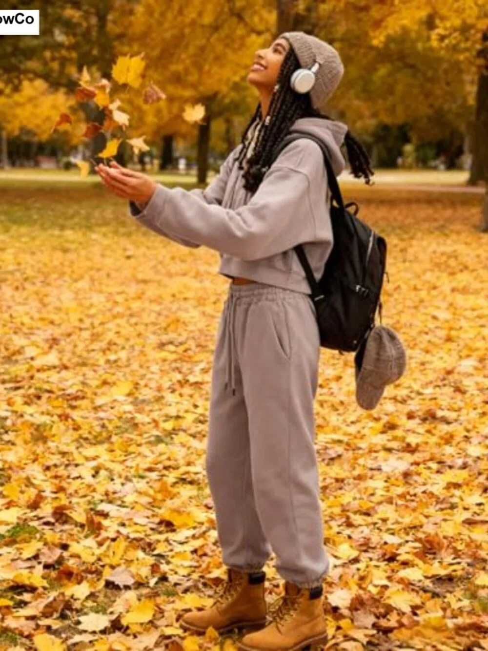 Women's Fleece Cropped Hoodie & Jogger Tracksuit Set